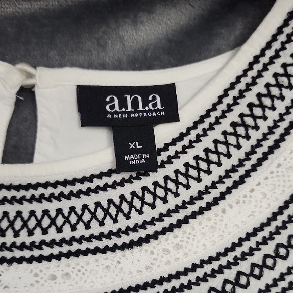 a.n.a White Blouse with Black And White Embroidered Yoke Detail - Picture 2 of 10